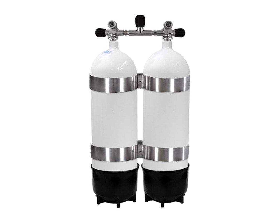 Gear Hire TWIN Tanks set with Manifold Frog Dive