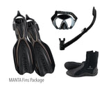 Oceanic Manta OR Hollis F2 - Mask Snorkel & Fins Package